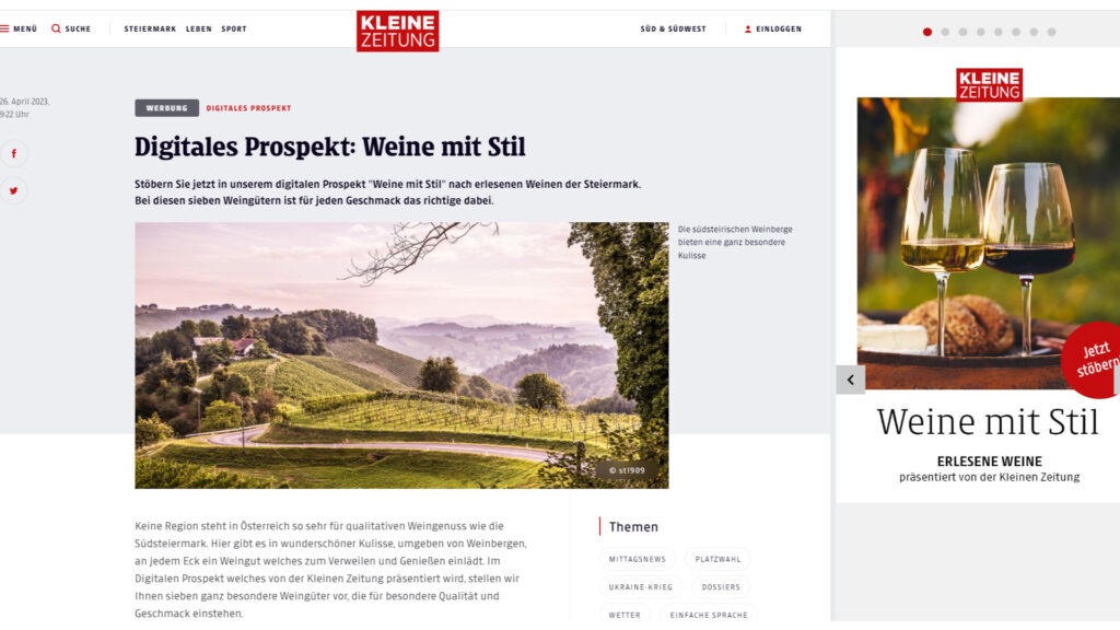 Digitales Prospekt Wein