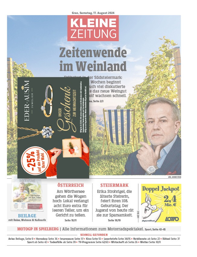 Kleine Zeitung Tip On Card Titelseite 2025