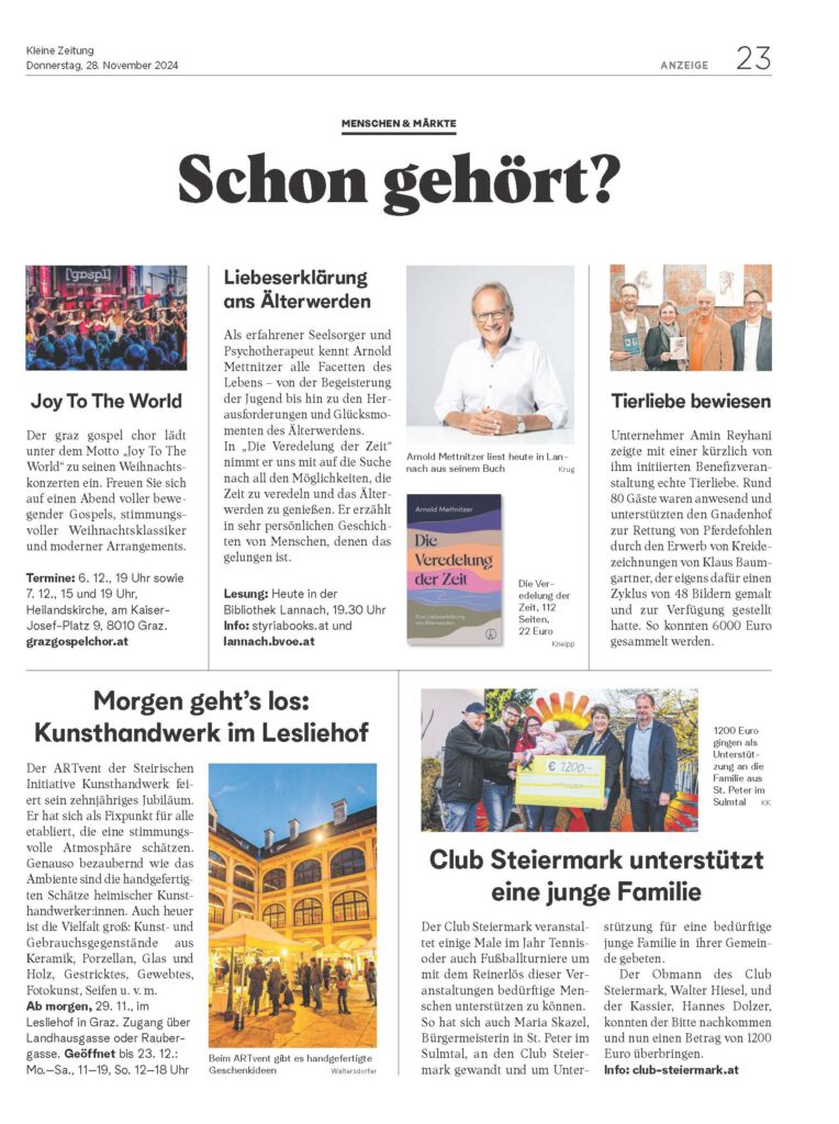 Kleine Zeitung Beispielseite Schon gehoert 1