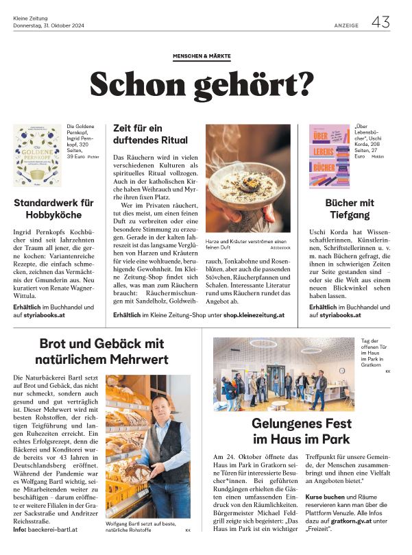 Kleine Zeitung Belegseite Schon gehoert